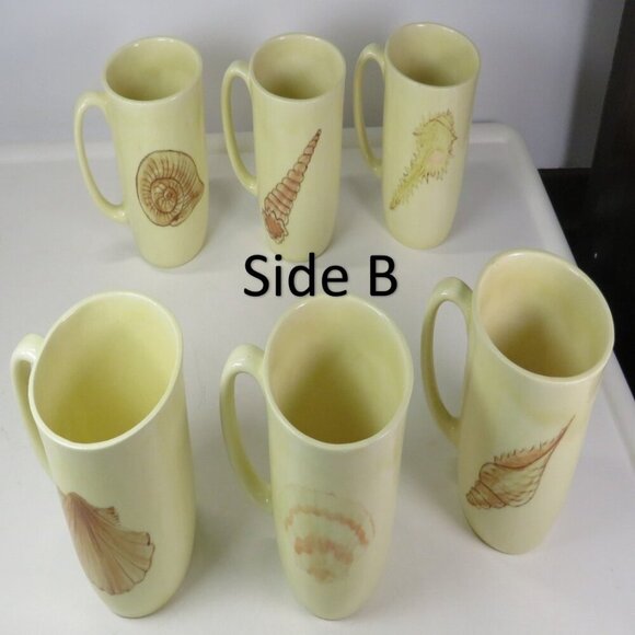 Sea Shell (6) Mugs NO DUPLICATES front or back Vintage, Signed, has chips - Picture 2 of 10